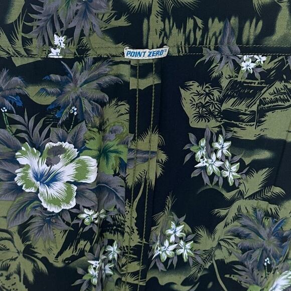 Hawaiian Shirt Tropical Button Down Crop Top One Size Oversized Hibiscus Unique - Picture 5 of 6